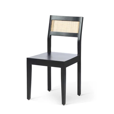 Nuevo en la pintura negra de madera con sillas de madera de caña Natural Restaurante comedor dormitorio rota de nuevo al por mayor de madera sillas de comedor
