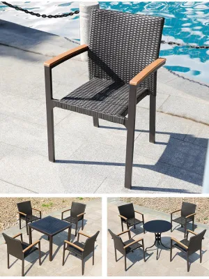 Exterior apilable café jardín francés de mimbre mimbre mimbre al aire libre juego de mesa y silla silla de jardín mejor venta sillas de ratán