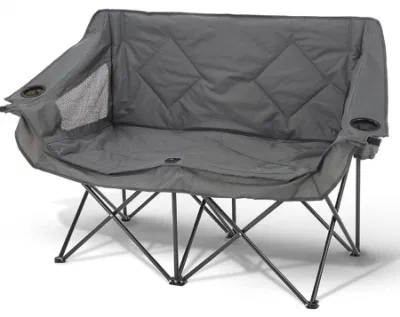  Doble Plegable Portátil Silla de Camping Loveseat Duo con 2 taza y titular de la copa de vino