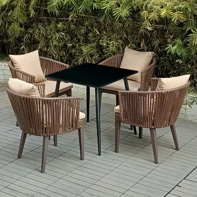  Hotel de alta calidad de los muebles de jardín Tumbona ratán sillón de mimbre Jardín silla de mimbre al aire libre Jardín silla de metal Metal café o comer de rota