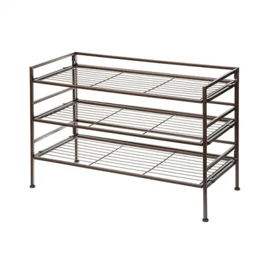 Bandeja de almacenamiento apilable ampliable de bronce de la zapata de rejilla de alambre organizador ajustables estanterías