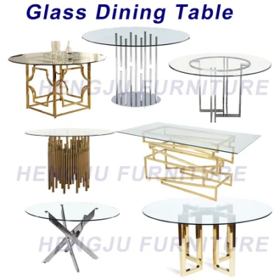 El Lujo moderno restaurante juego de mesa y silla de acero inoxidable muebles mesa de comedor rectangular con tapa de cristal o mármol mármol
