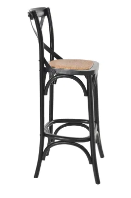 Venta al por mayor moderno caliente Madera Cross Back Bar silla de ratán (ZG25-002)