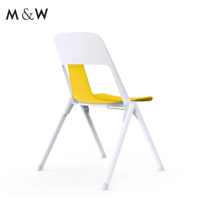  Silla moderna con brazo giratorio para ordenador y sala de reuniones con tableta de escritura Silla de entrenamiento plegable de plástico