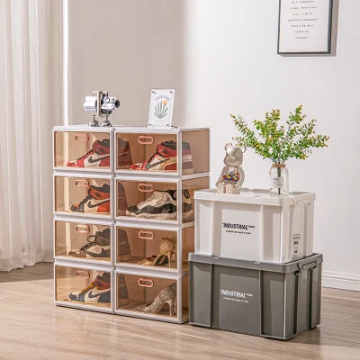 Lvcat Integrated High Shoes Cabinet Side-Opening Transparent Sneaker Shoe Box Magnet Folding Plastic Shoe Storage Rack
&lt;br /&gt;Armario de zapatos integrado Lvcat de alta calidad con apertura lateral, caja transparente para zapatillas, caja de almacenamiento de zapatos de plástico plegable con imán.
