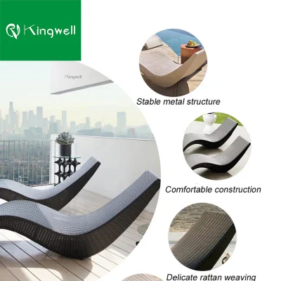 Moderno Chaise Lounge Piscina Sillas Playa relleno Ratán Sol Tumbona para exterior