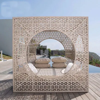  Hotel de playa de madera de fresno Muebles de Jardín tumbona tumbona con sombrilla Hotel Gran Sol dosel impermeable de jardín con piscina y patio de Aluminio tumbona doble Furn