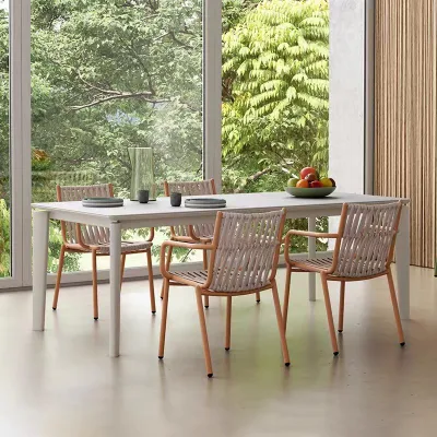 Jardín al aire libre Muebles de aluminio Patio Bistro cuerda Weaving silla y.. Juego de tablas