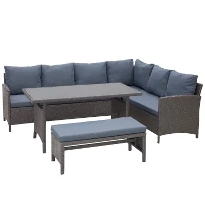  Mobiliario de patio exterior con cojines Muebles de mimbre