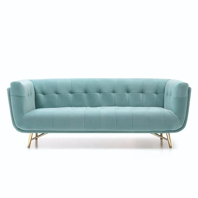 Estilo nórdico Zhida Metal pierna 2 asientos Sofá tejido Velvet Un amor