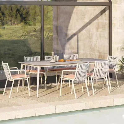 Jardín al aire libre Muebles de aluminio Patio Bistro cuerda Weaving silla y.. Juego de tablas