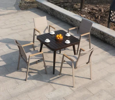 Impermeable al aire libre bronceador leche té café tienda Paño de red de aleación de aluminio silla de mesa Villa pequeño patio al aire libre