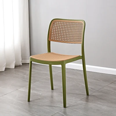 Muebles modernos al por mayor exterior de plástico Ratán comedor Sillas Cocina Restaurante Casillas apilables