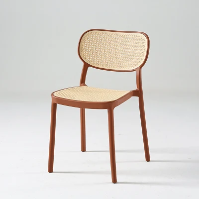 Muebles modernos al por mayor exterior de plástico Ratán comedor Sillas Cocina Restaurante Casillas apilables