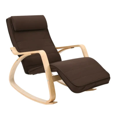 Hogar Muebles de madera silla mecedora con reposapiés y reposacabezas
