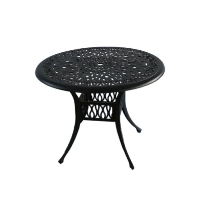 Negro de 42 pulgadas ronda exterior mesa de comedor al aire libre y mesa de jardín