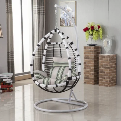  Balcón Wicker Lounge Sillas Interior en estilo moderno patio al aire libre Silla tejida tejida de un solo asiento con huevo colgante de la playa