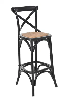 Venta al por mayor moderno caliente Madera Cross Back Bar silla de ratán (ZG25-002)