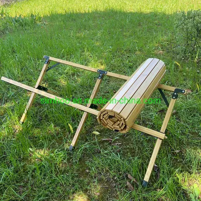 Plegado de bambú Camping mesa de picnic de madera al aire libre campamento plegable Tabla de viajes