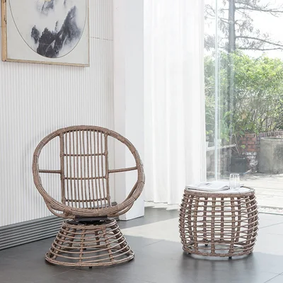  Mobiliario de exterior silla de jardín establecer Precio adecuado Ratán de calidad superior Mesa de mimbre con silla de jardín de doble uso