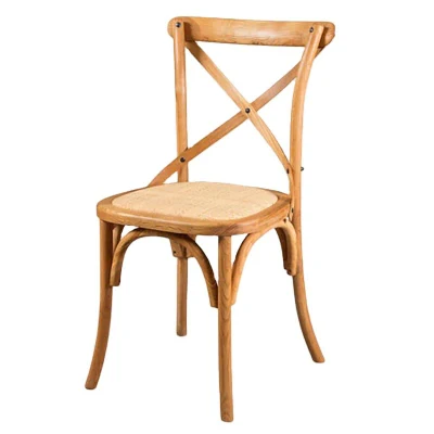  Silla moderna de madera sólida X silla de banquete transversal trasera Con colchón de ratán para sillas al aire libre de restaurante de bodas