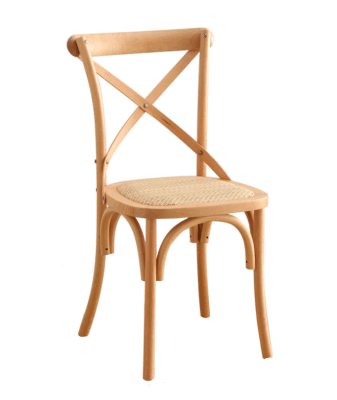 Muebles de silla sólida de madera sólida de madera de rotán para banquetes de madera maciza Cruz Silla de espalda para eventos