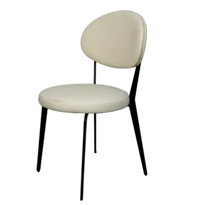 Muebles modernos Crema de estilo francés Blanco Interior Cuero Café Restaurante Silla de comedor