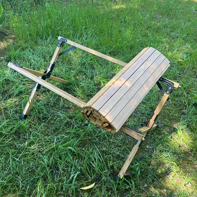 Tabla de plegado de Picnic de bambú de alta calidad al aire libre Camping mesas abatibles asiento 2