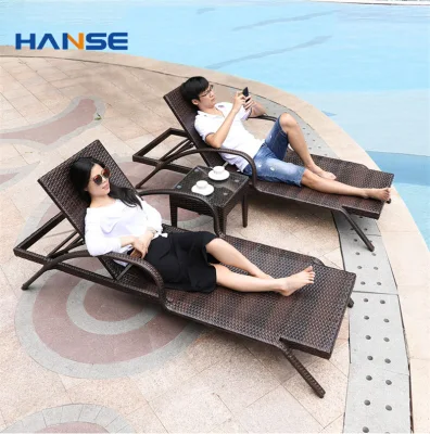 Piscina exterior Sillas de salón Mobiliario de jardín Patio Ratán ajustable Sol Tumbonas para Hoteles de Playa