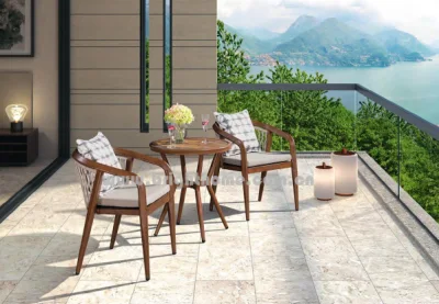 Estilo sencillo, 3 piezas de muebles de comedor Jardín Patio exterior Rattan silla y mesa
