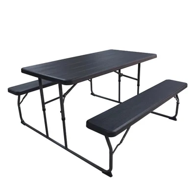 Jardín de grano de madera Patio Camping Parque Picnic Foldable Mesa al aire libre Y silla con banco