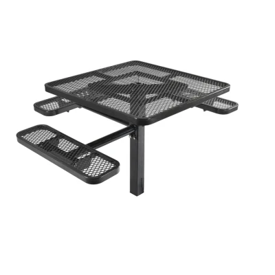  46&quot; Ada Square Picnic Mesa - Negro Acero de servicio pesado Mesa y sillas fijas al aire libre