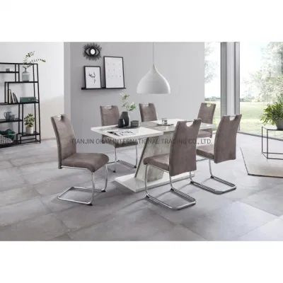  Gris claro de comedor moderno diseño tejido de terciopelo italiano Europea diseño en forma de silla de comedor Z