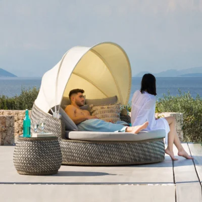 Tumbona silla cama Playa tumbonas de ratán Piscina Jardín de plástico Columpio de madera plegable para salón con forma de S al aire libre sofá cama