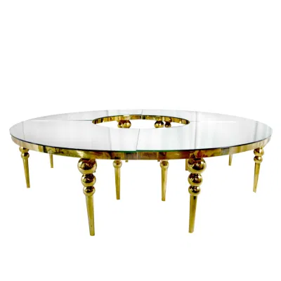  La moderna plaza Oval de la Ronda de cristal templado encimera de mármol tabla boda muebles silla asiento de la bola en el hogar de personas Acero Inoxidable mesa de comedor