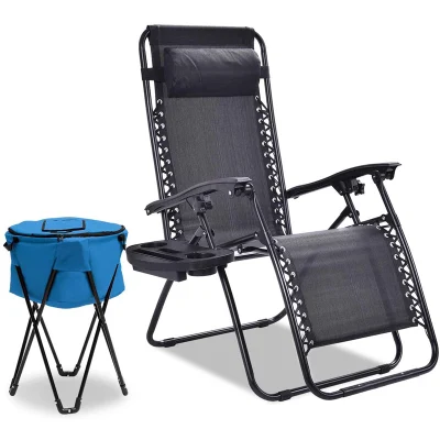  Zero Gravity plegable silla reclinable ocio al aire libre hamacas Silla con portavasos de patio jardín piscina