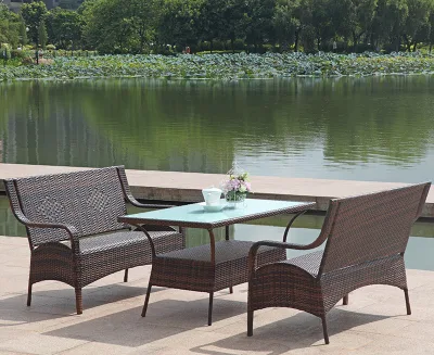  Muebles de patio 4 PCS Rattan mimbre Jardín comedor conjunto Bistro