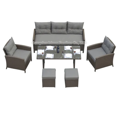 OEM ODM&amp;el ahorro de espacio y la mesa rectangular de Comedor Silla apilable plazas patio jardín mobiliario de exterior Kd sofá