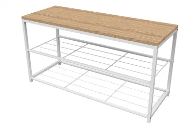  Matel moderno madera Dos Niveles del organizador de zapatos de estanterías de almacenamiento