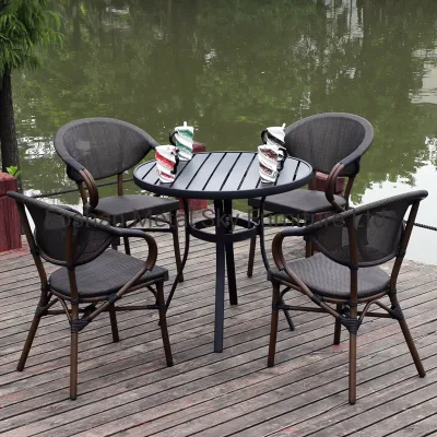 Exterior aluminio Jardín de madera Hotel Patio Sillón silla de ratán Teslin
