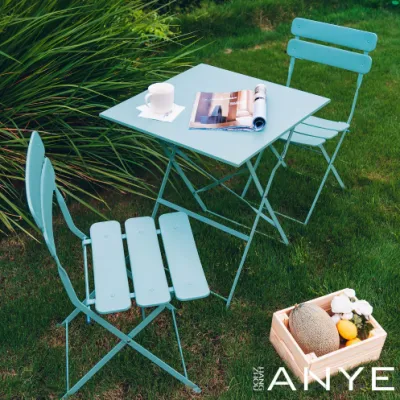 Muebles de acero resistente Mobiliario de jardín comedor silla plegable portátil al aire libre