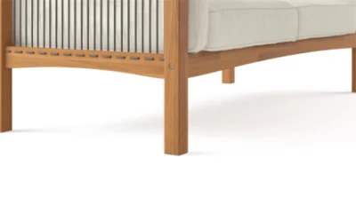 China Mayorista de fábrica de diseño moderno patio jardín Salones de madera con tela acolchada nórdico contemporáneo fácil sofá de madera de exterior