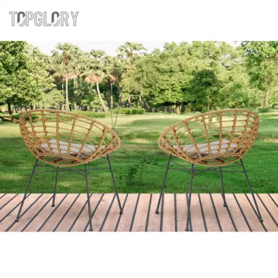 Ocio moderno Patio exterior Jardín silla de ratán apilable con impermeable Cojín