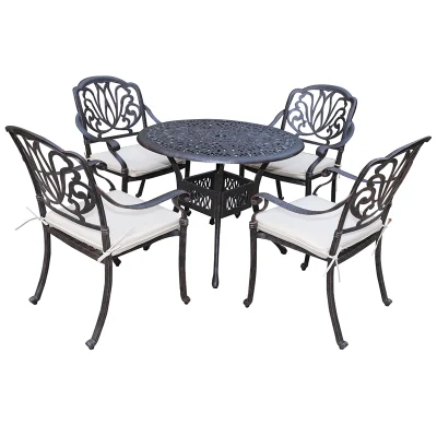  Fundición de aluminio Muebles de jardín mobiliario de jardín Elizabeth 4 Plazas juego de comedor