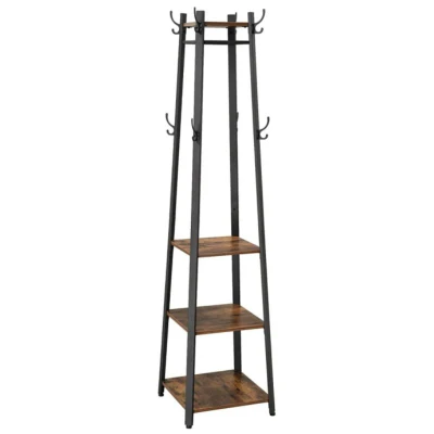  La combinación de madera hierro Vintage untar Rack con gancho y de la plataforma 0629