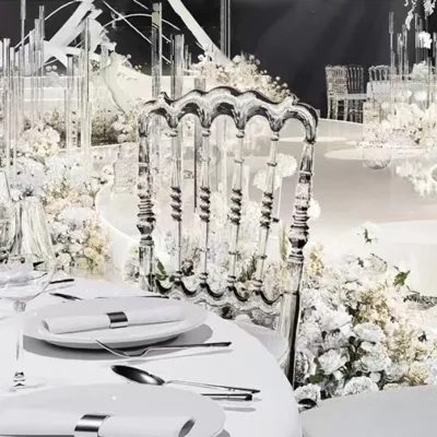 Comercio al por mayor de la resina apilable Hotel Eventos al Aire Libre boda silla de plástico blanco