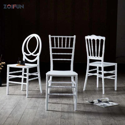  Sillas Tiffany apilable de plástico de metal utilizado Chiavari caso oro Tiffanychairs de resina con cojín para la boda evento al aire libre parte