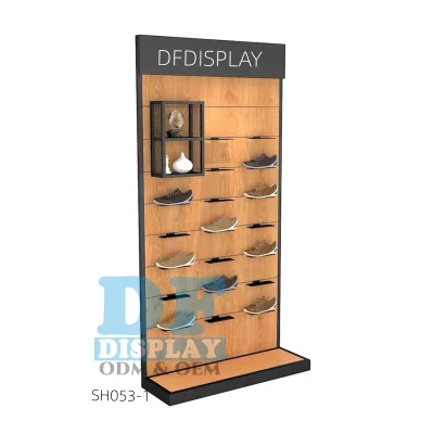  Zapatos Slatwall Mostrar zapatilla soporte Bastidor de madera para rack de soporte de pantalla de cuatro caras de Rotación de pantalla Soporte Bastidor Rack de giro