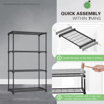 La unidad de almacenamiento estanterías, Armario Cable estanterías para almacenamiento con Metal apilable de 4 niveles DIY armario de estantes, estanterías para Cocina Dormitorio Cuarto de lavandería Sala de estar