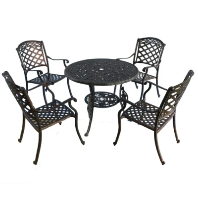 Negro de 42 pulgadas ronda exterior mesa de comedor al aire libre y mesa de jardín